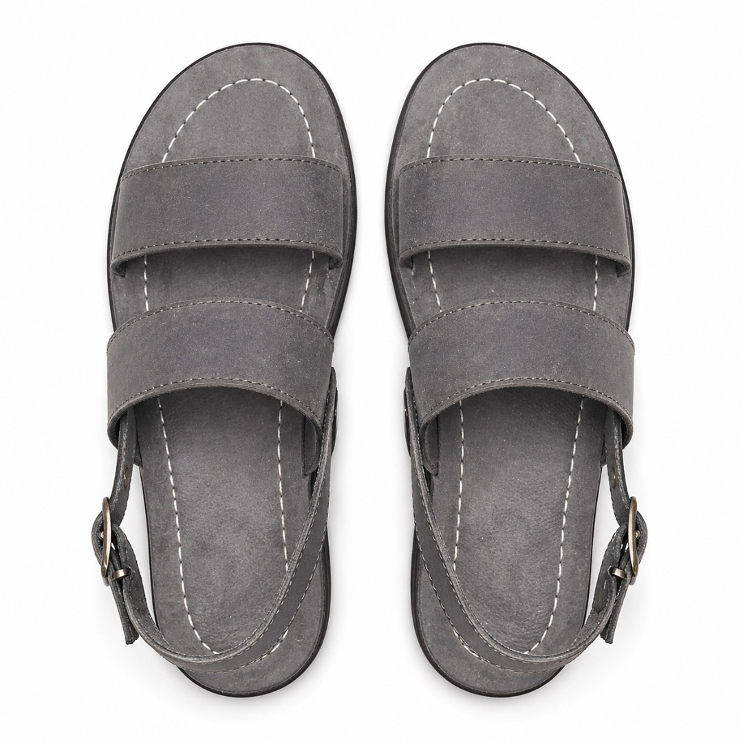 Minimalist Grey matte Dual Strap Slingback Sandals