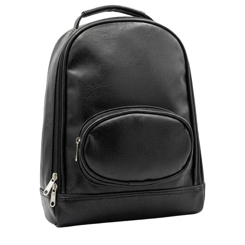 Smooth Black Faux Leather Backpack