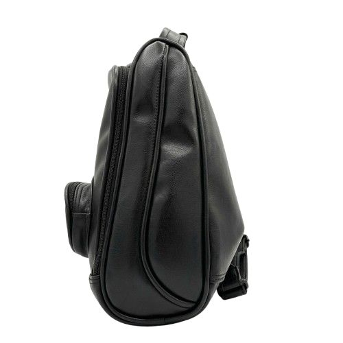 Smooth Black Faux Leather Backpack