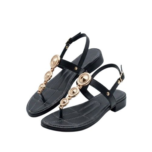 Ornamental T Strap Flat Sandals