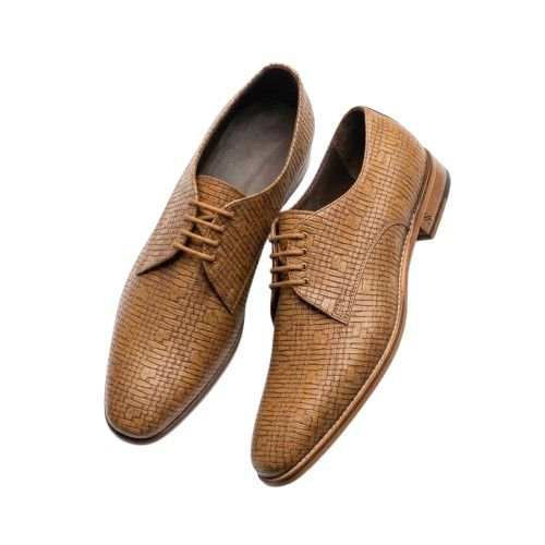 Tan Woven Texture Oxford Dress Shoes