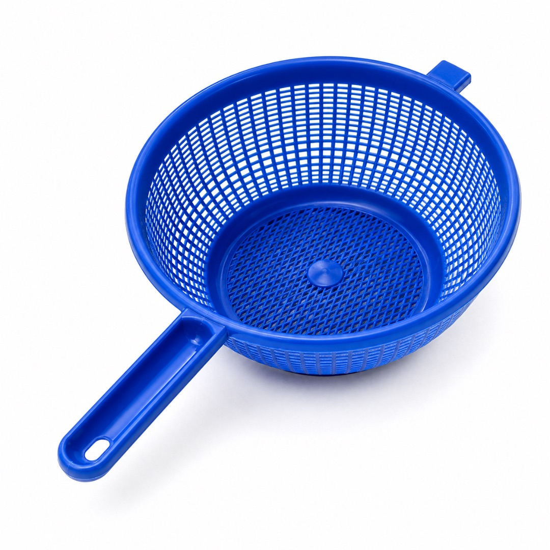 Plastic Blue  Kitchen Strainer with Long Handle