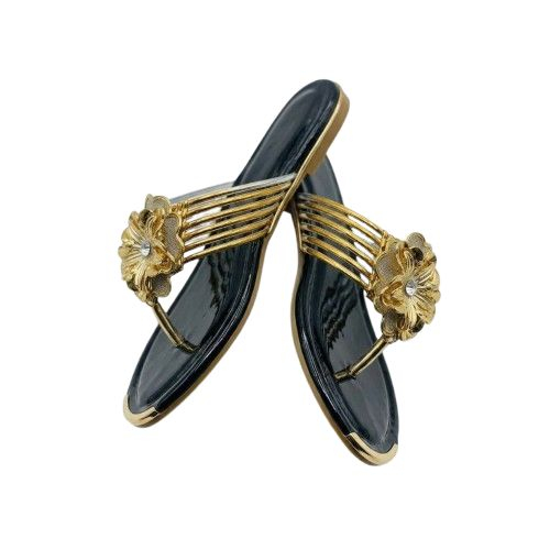 Gold Floral Ornament Thong Sandals