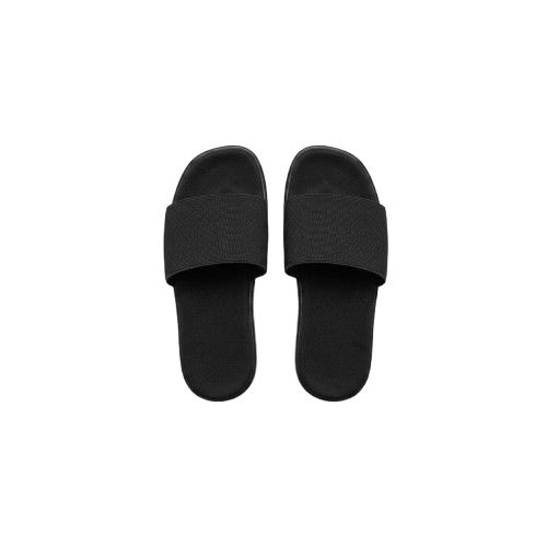 Minimalist Black Wide Strap Slide Sandals