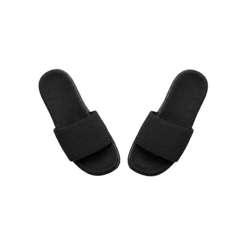 Minimalist Black Wide Strap Slide Sandals