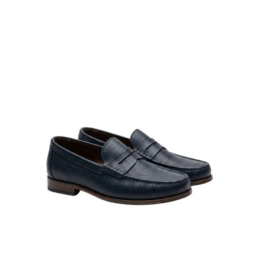 Mens Classic Textured Navy Loafers