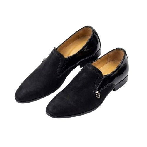 Elegant Dual Finish Black Slip On Loafers