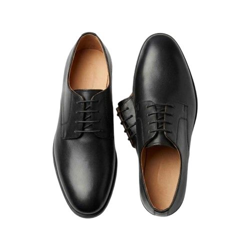Classic Black Matte Leather Derby Shoes