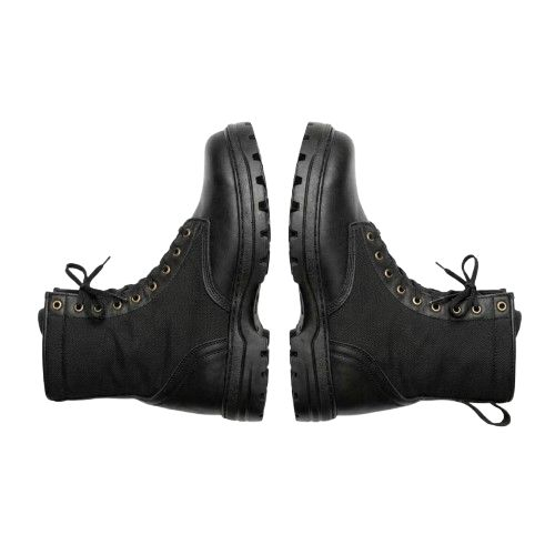 Rugged Black Tactical Lace Up Boots