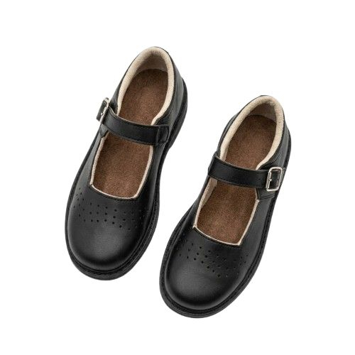 Classic Black Mary Jane Leather Shoes