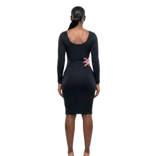 Long Sleeve Square Neck Mini Dress with Side Cut Out Detail