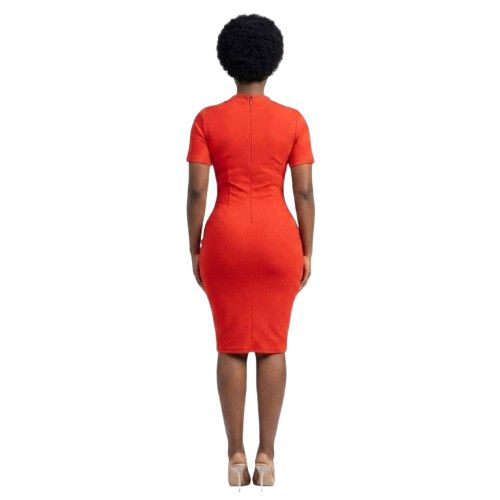 Short Sleeve Mandarin Collar Bodycon Mini Dress