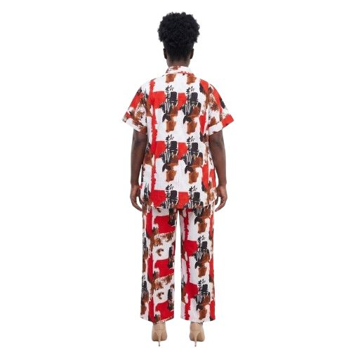 Abstract Red and Black Patterned Two Piece Set