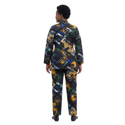 Multicolor Abstract Geometric Two Piece Loungewear Set