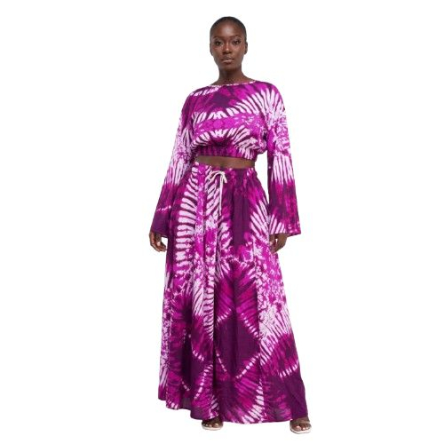 Purple and White Tie Dye Two Piece Long Sleeve Set