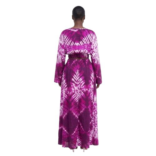 Purple and White Tie Dye Two Piece Long Sleeve Set