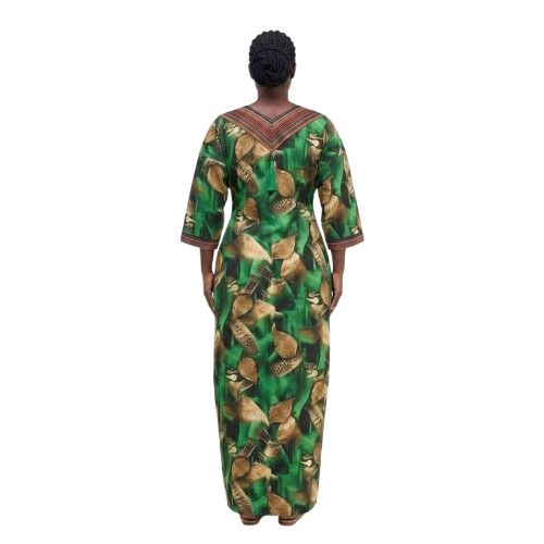 Full Length Kaftan with Vibrant Nature Inspired Design