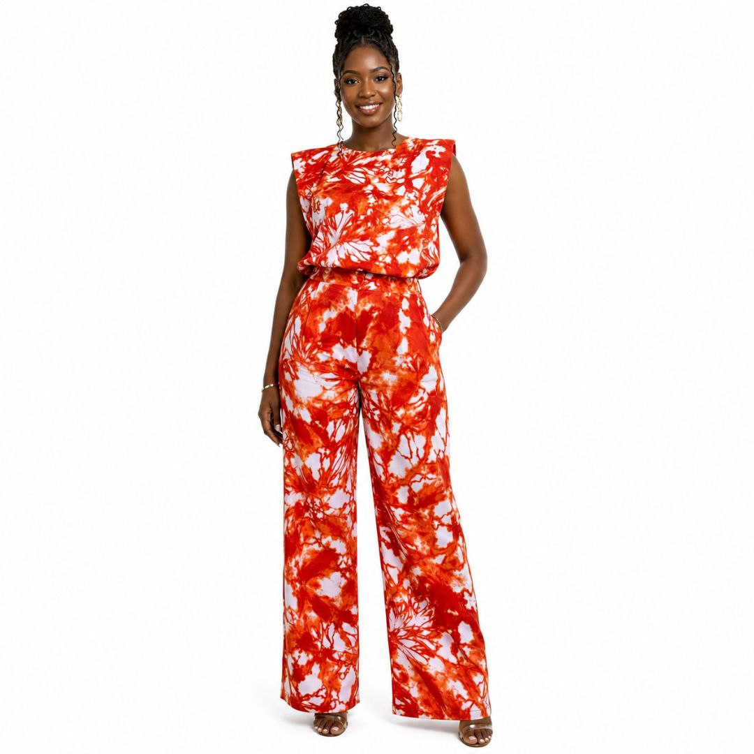 Modern Abstract Digital Print Fabric in Vibrant Orange and Teal