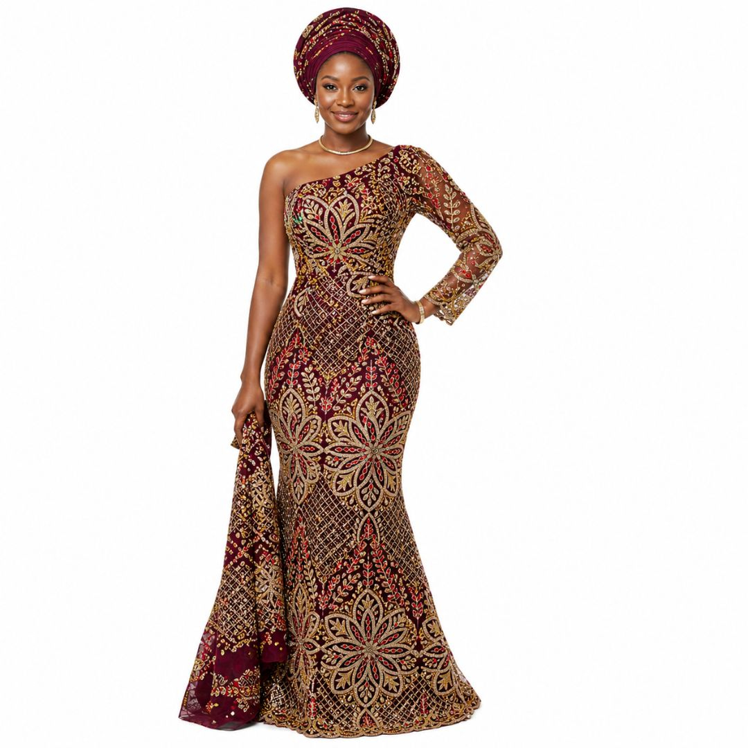 Luxury Wine colour Indian George lace material