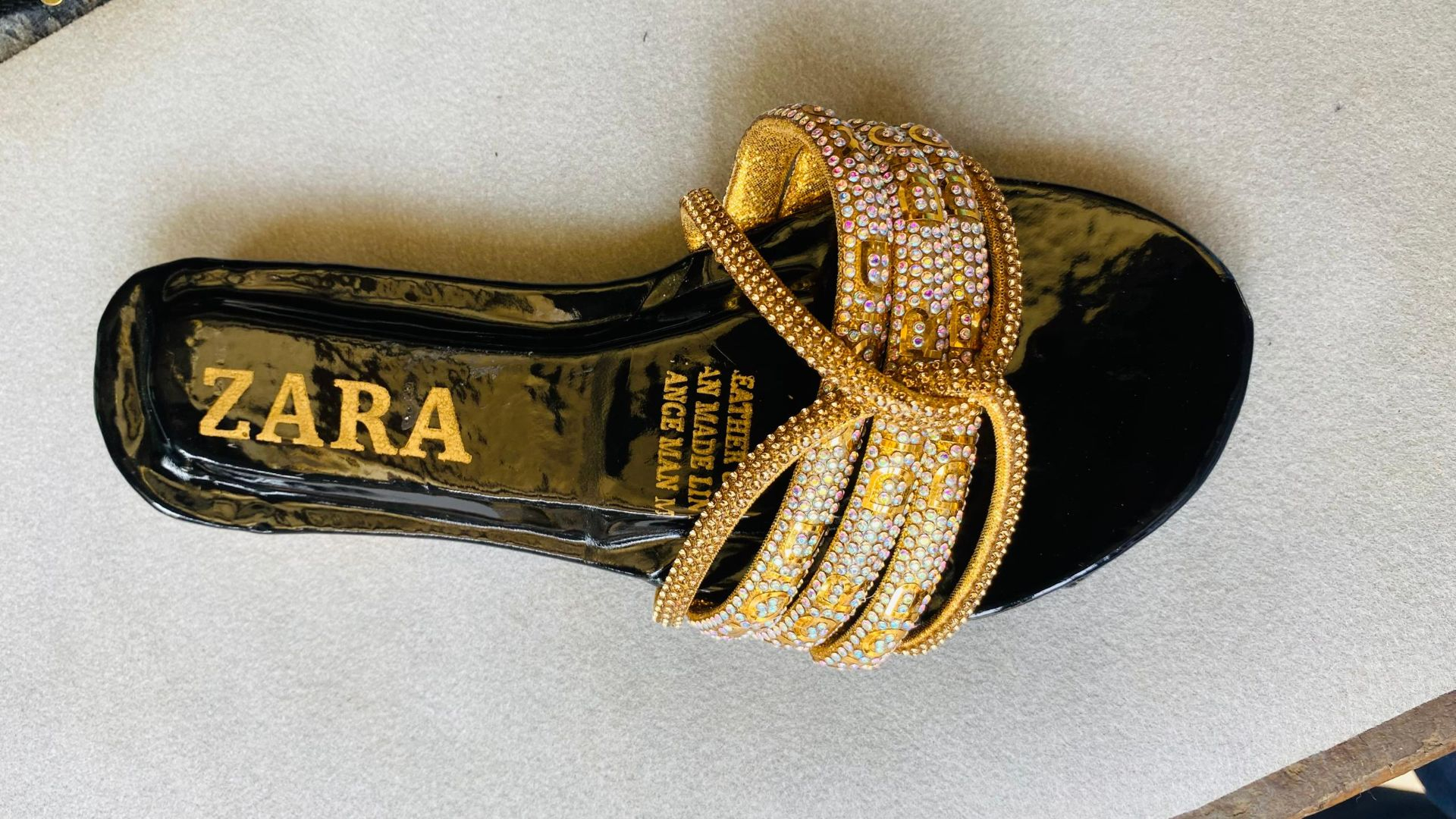 Gold Embellished Multi Strap Slide Sandals