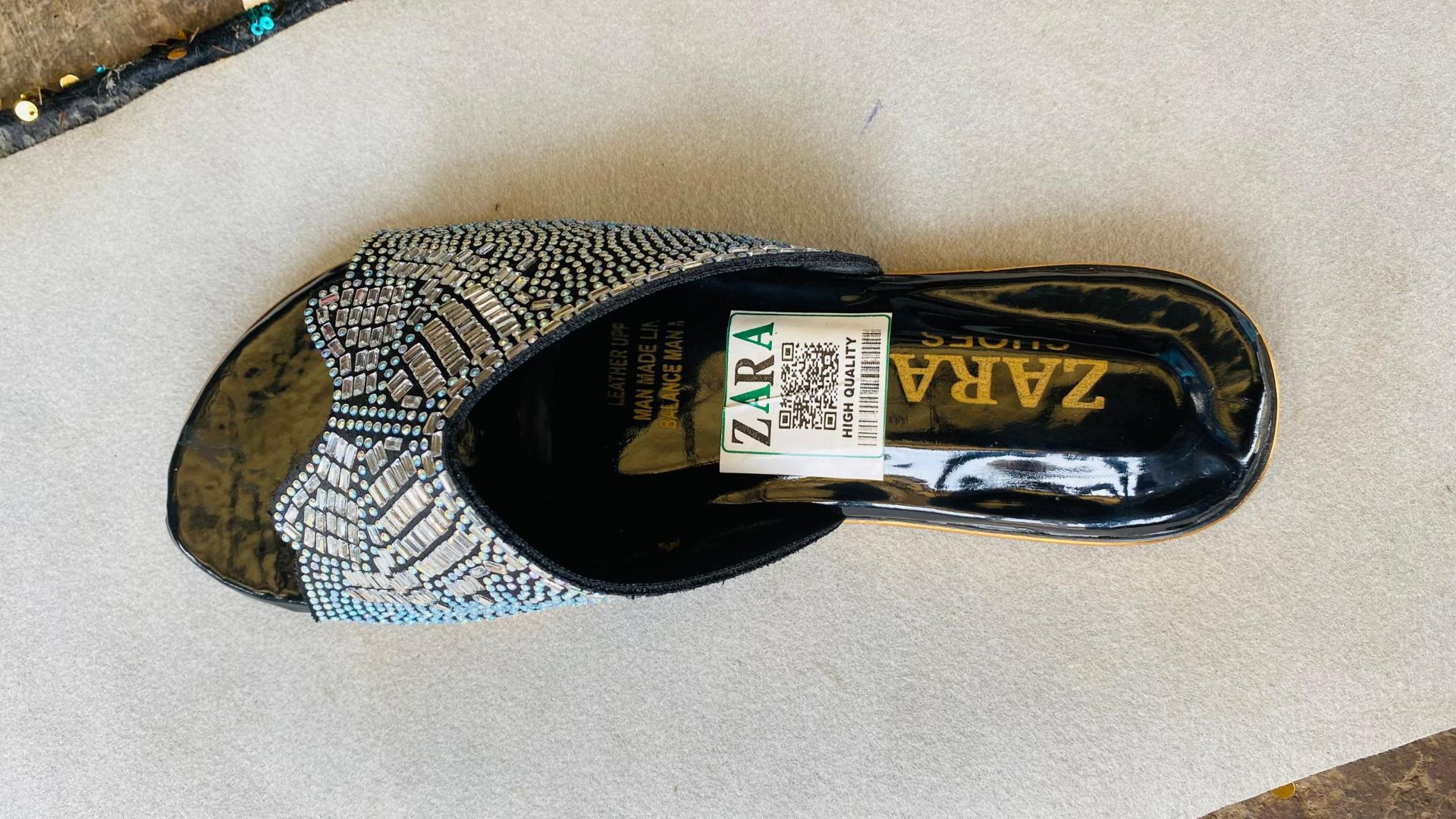 Embellished Crystal Slip On Flat Sandals