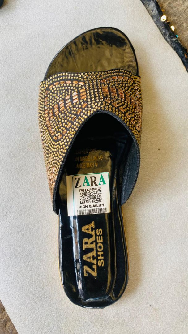 Womens Flat Slippers with Embellished Design