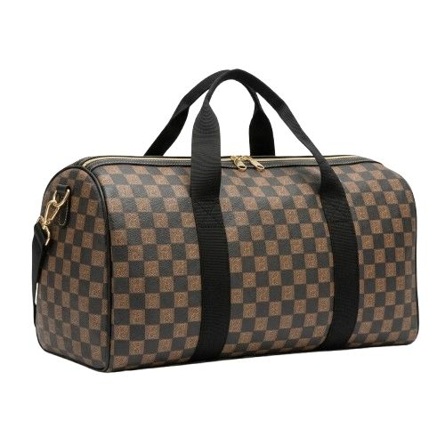 Large Capacity Checker Print Travel Duffel Bag