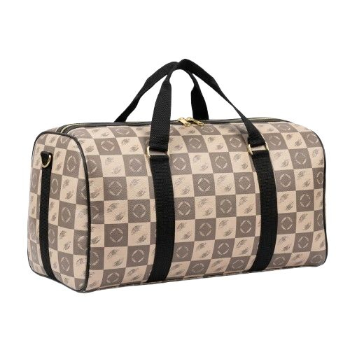 Stylish Checker Print Overnight Luggage Duffel