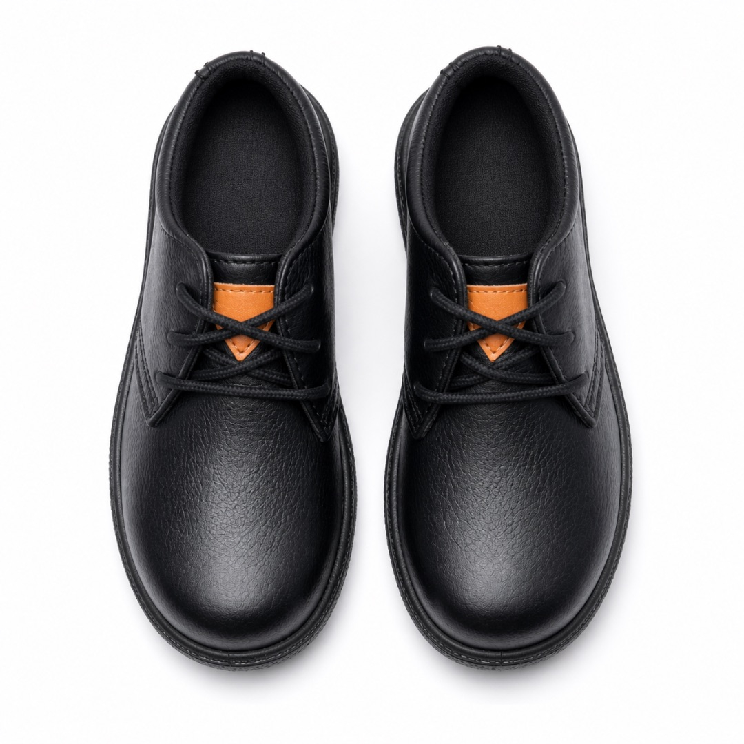 Quality Boys Black Leather Casual Lace up Shoes
