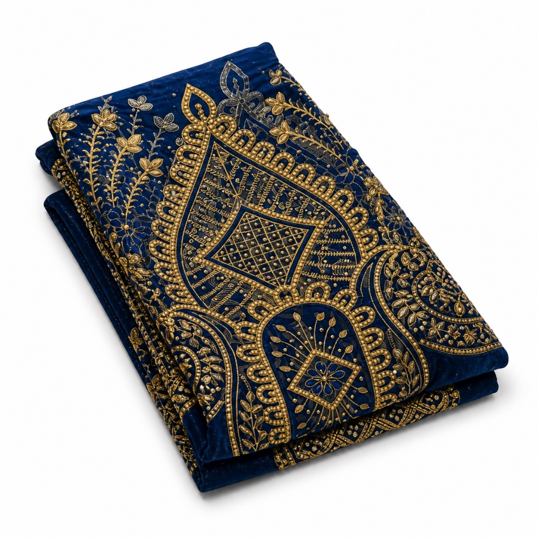 Gold Embroidered Decorative Fabric Panel