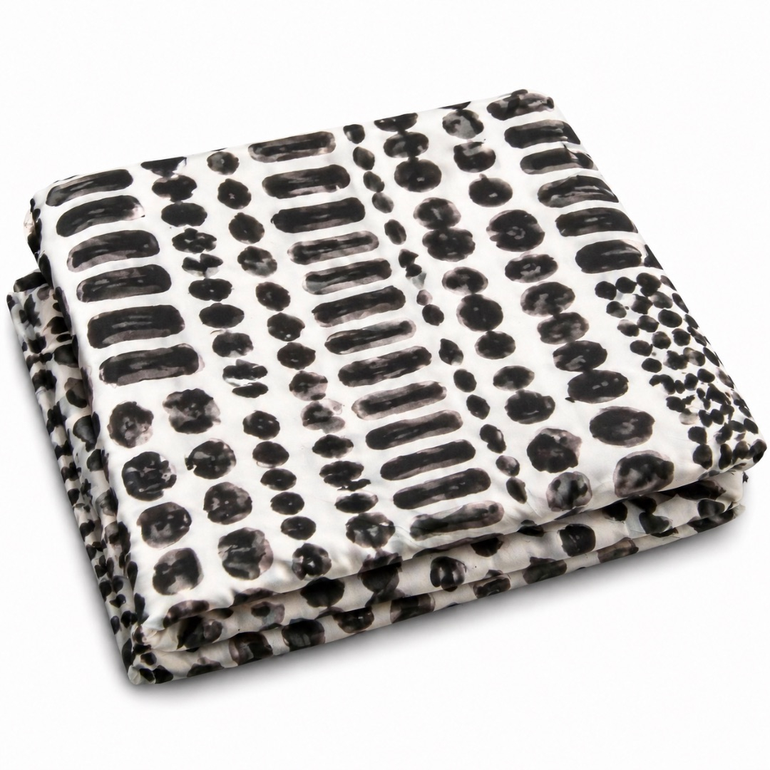 Black and White Abstract Print Fabric     Soft Flowing Patterned Fashion Material