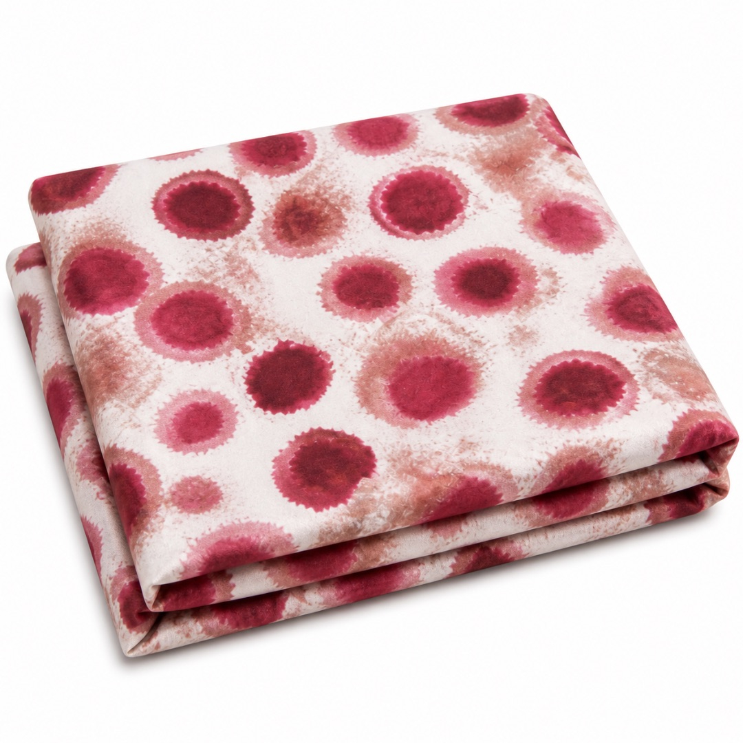 Red Polka Dot Print Fabric     Soft Abstract Circle Pattern Lightweight Material