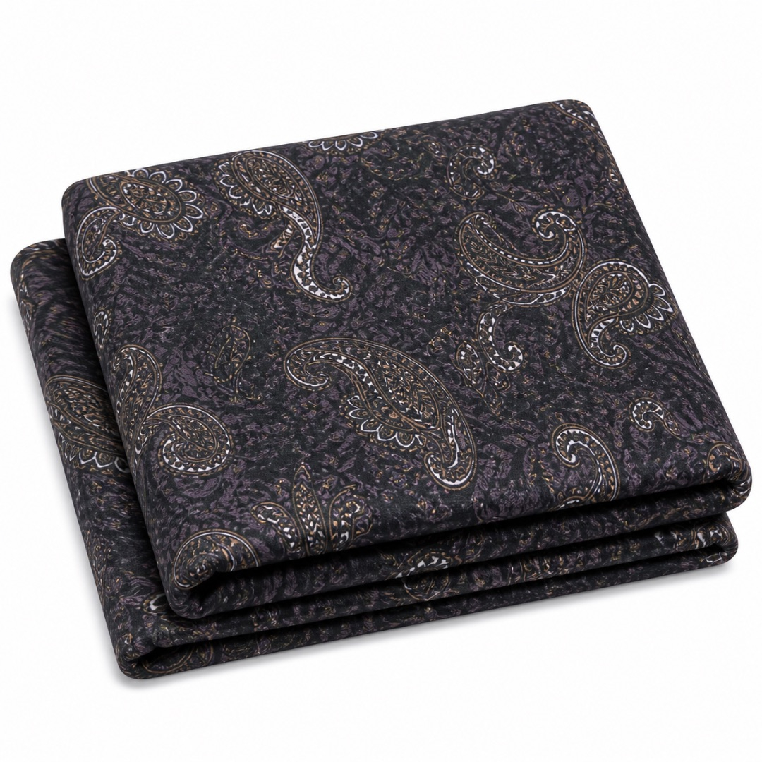 Elegant Dark Paisley Fabric       Vintage Floral Swirl Pattern Material