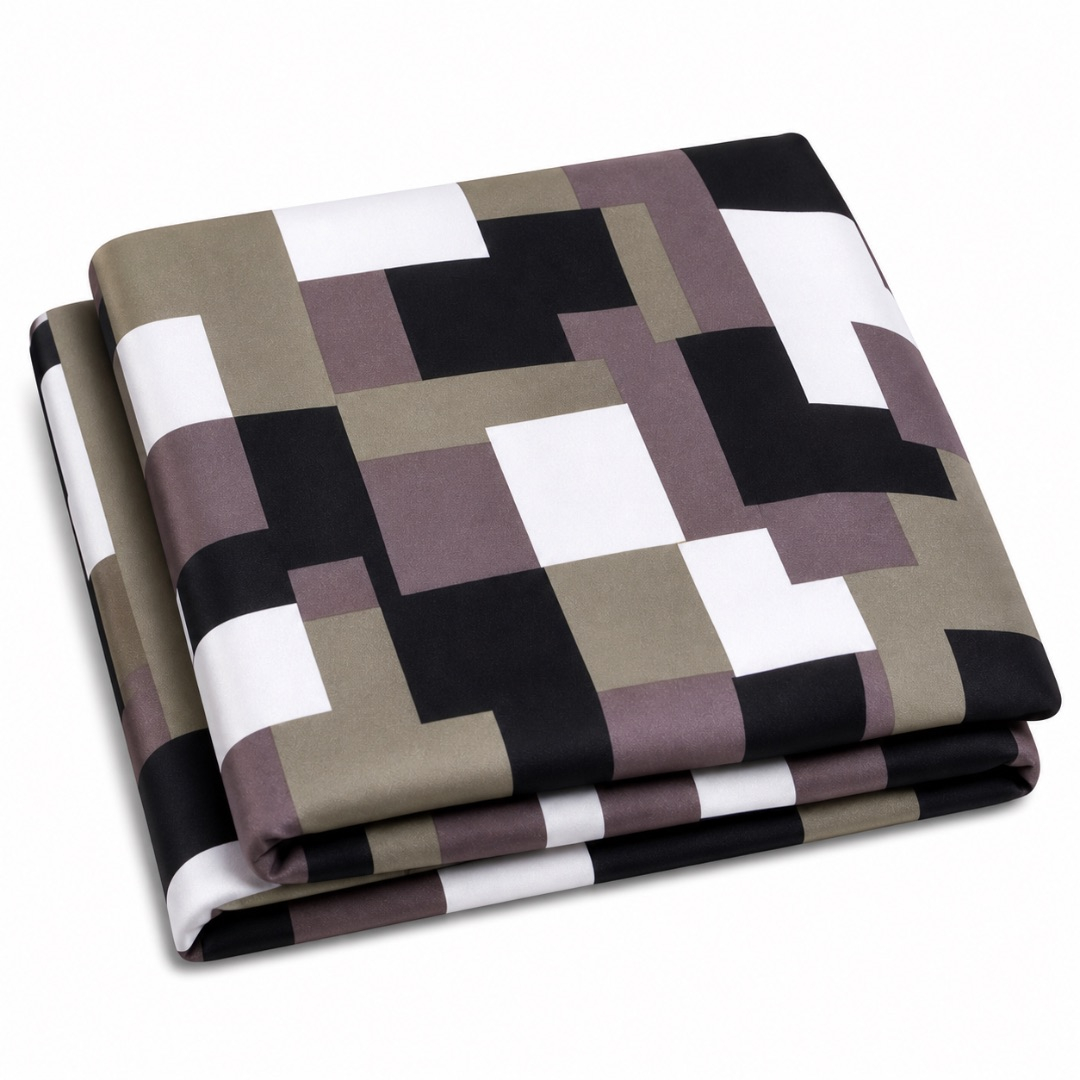 Modern Geometric Block Fabric      Neutral Abstract Pattern Material