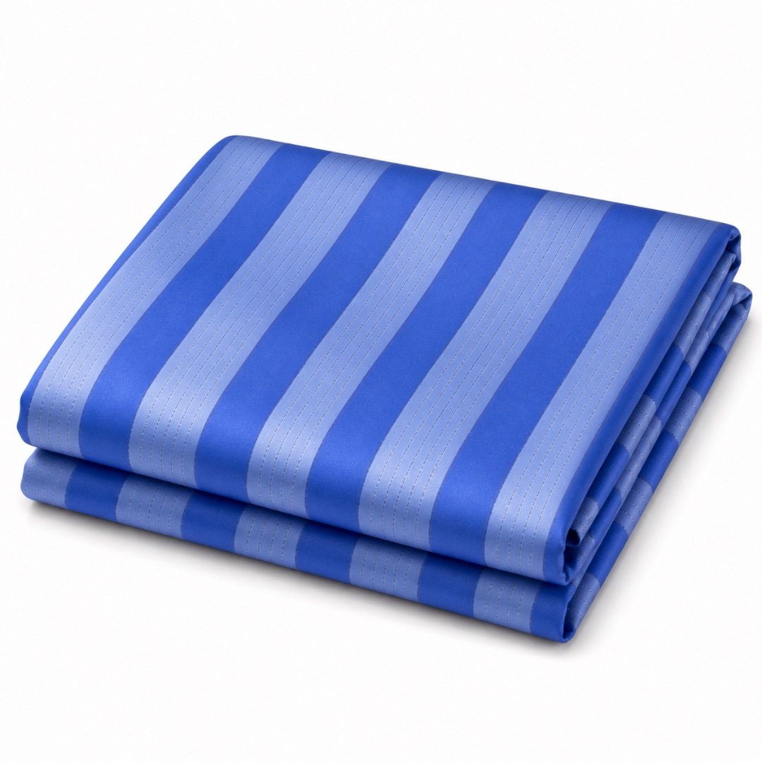 Blue Soft Breathable Striped Cotton Fabric