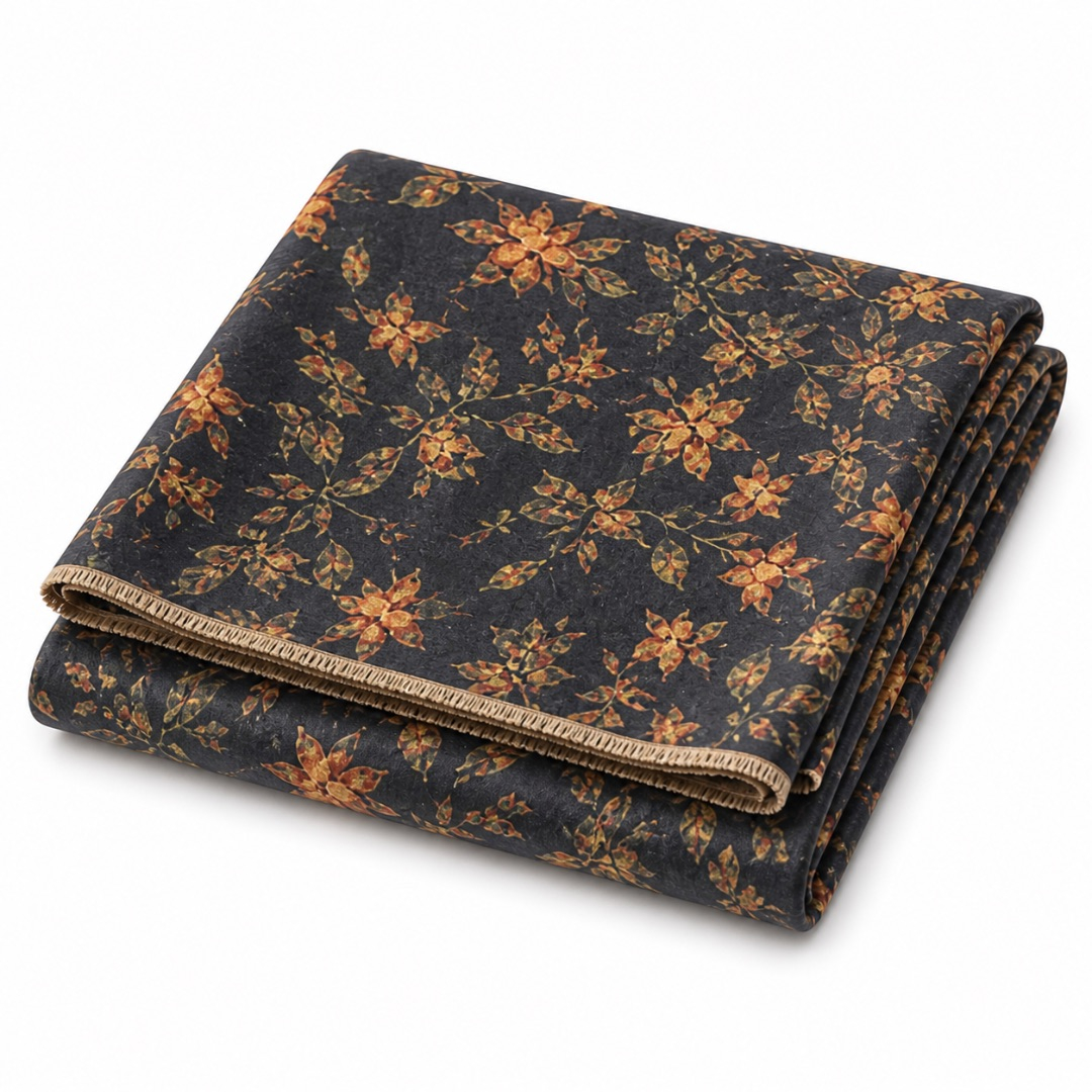 Dark Floral Printed Crepe Fabric Material
