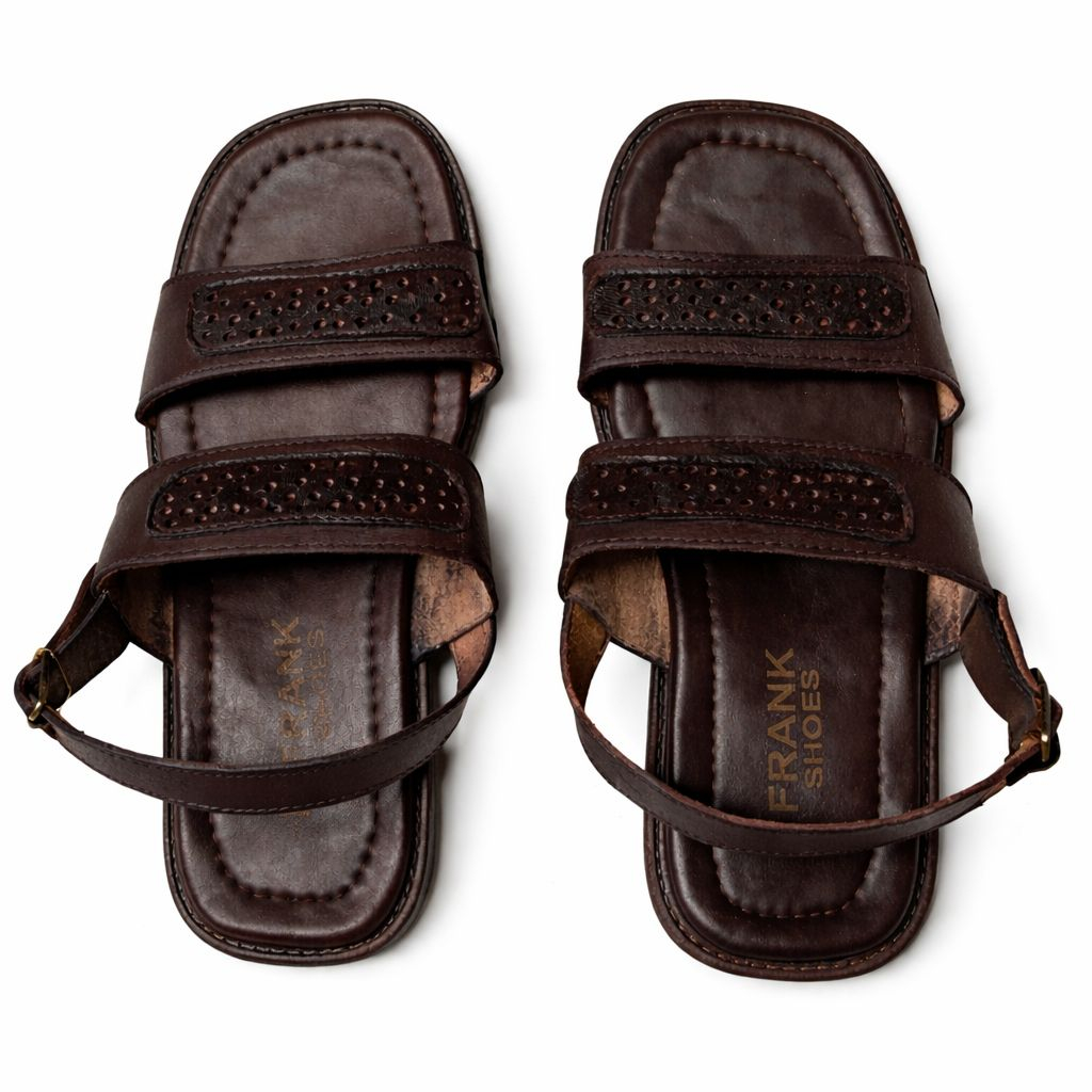 Mens Brown Leather Strap Sandals