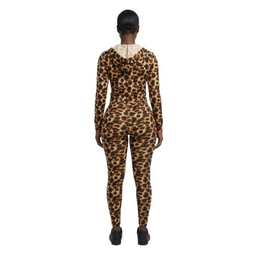 TwoPiece Leopard Print Hoodie and HighWaisted Pants Set