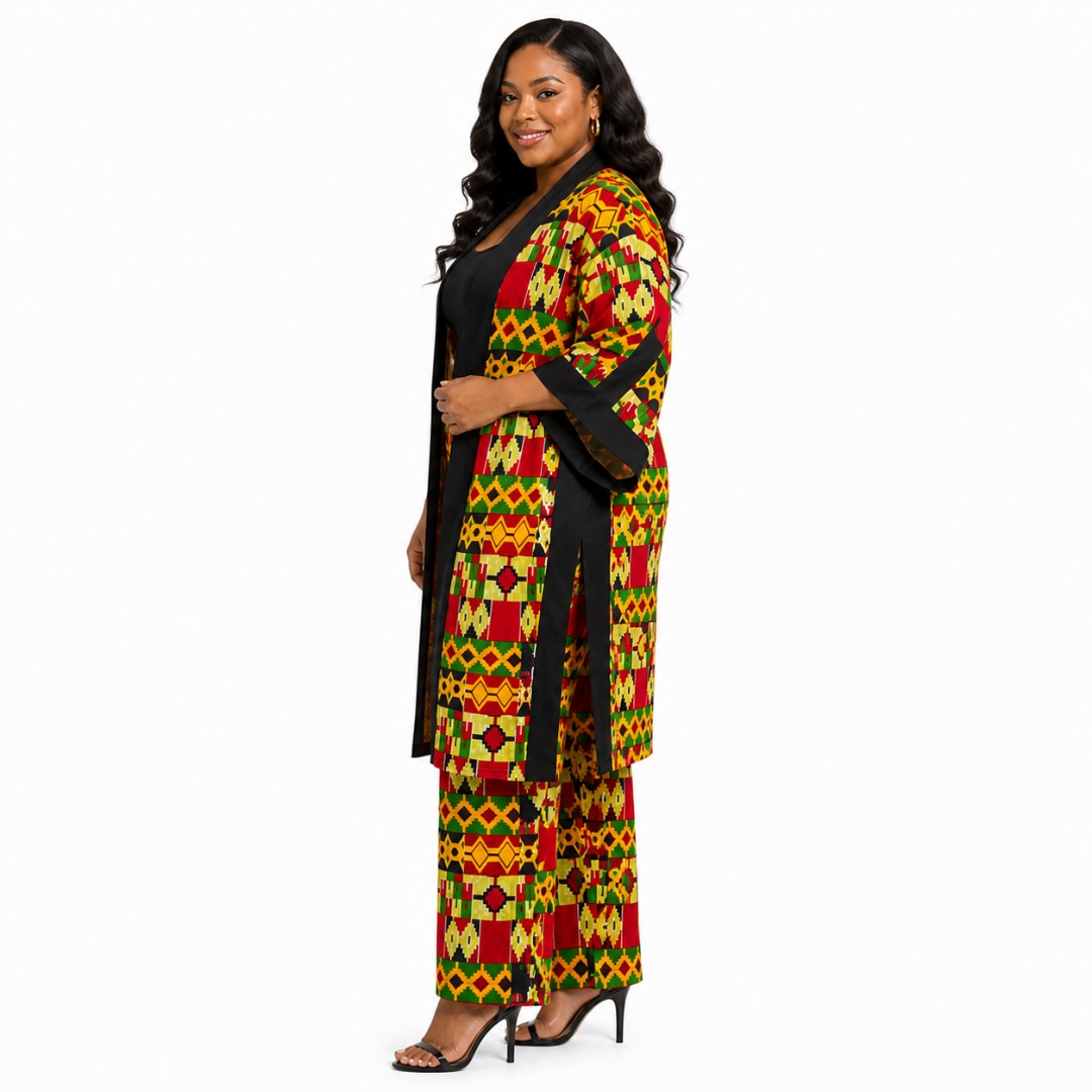 Ankara Kimono and Wide Leg Trouser Set        Bold African Print Two Piece Outfit