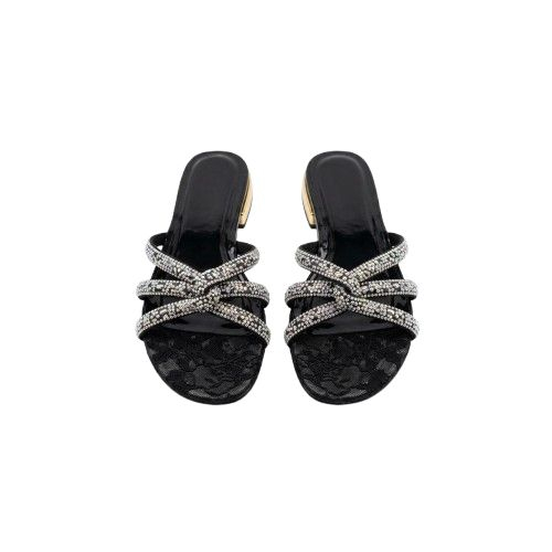 Sparkling Rhinestone Strap Flat Sandals