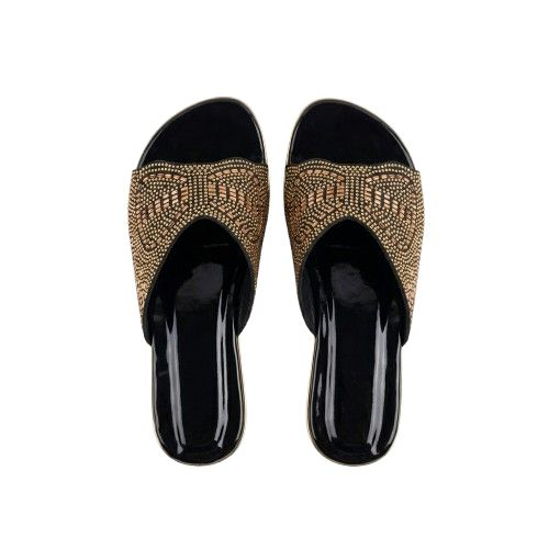 Womens Flat Slippers with Embellished Design