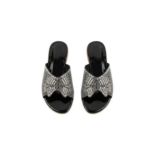 Embellished Crystal Slip On Flat Sandals