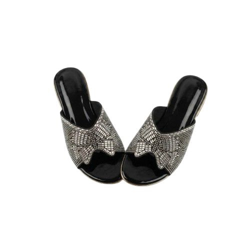 Embellished Crystal Slip On Flat Sandals