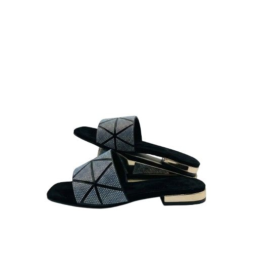 Iridescent Triangular Pattern Flat Slide Sandals