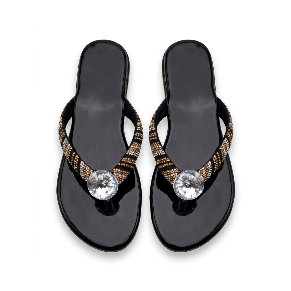 Elegant Gemstone Embellished Thong Sandals