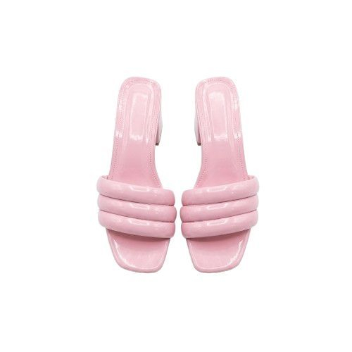 Womens Padded Strap Patent Slide Sandals