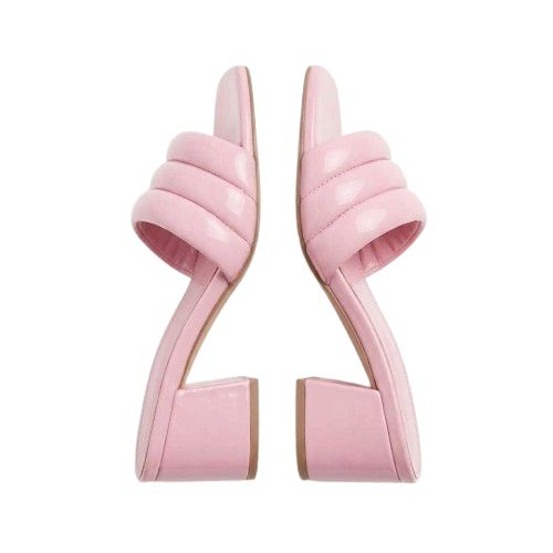 Womens Padded Strap Patent Slide Sandals