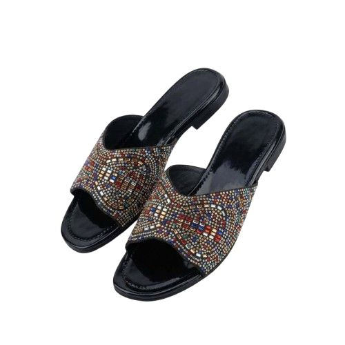 Embellished Multi Color Rhinestone Wedge Slide