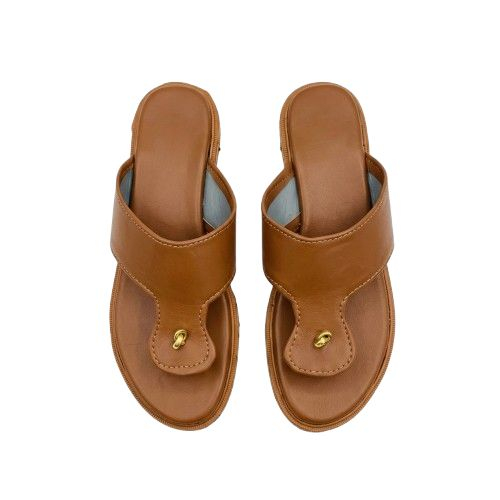 Womens Embossed Faux Leather Thong Sandals with Metallic Knot