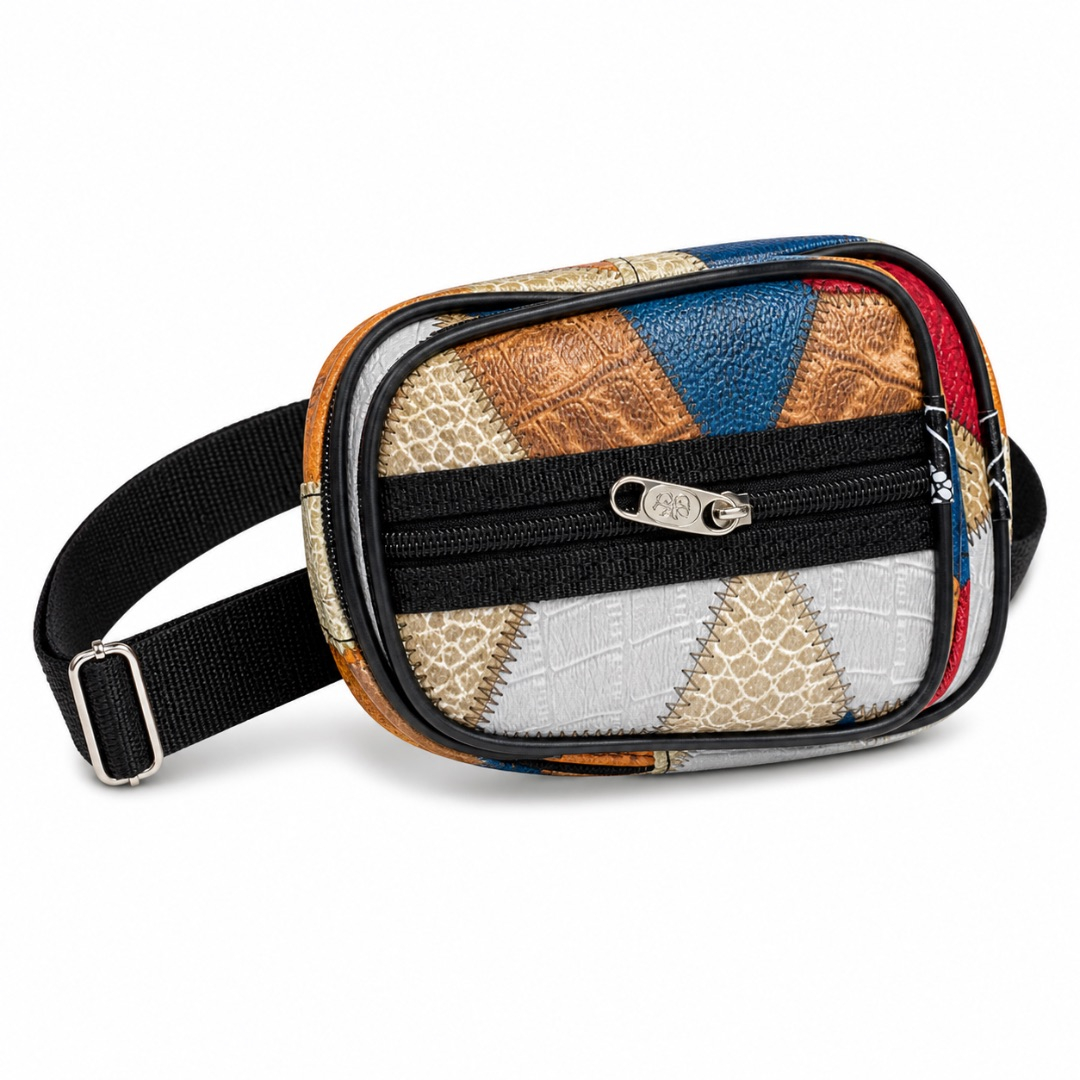 Multicolor Patchwork Mini Crossbody Bag  with Front Zip Pocket